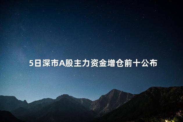 5日深市A股主力资金增仓前十公布