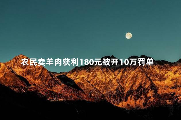 农民卖羊肉获利180元被开10万罚单