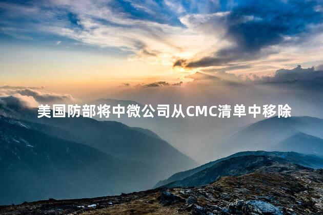 美国防部将中微公司从CMC清单中移除